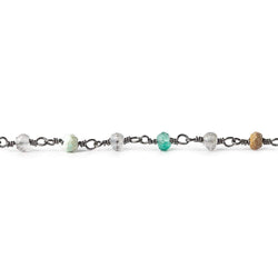 4mm Multi Gemstone Black Gold plated Chain by the foot (ONLINE ORDER ONLY)
