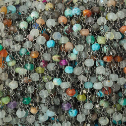 4mm Multi Gemstone Black Gold plated Chain by the foot (ONLINE ORDER ONLY)