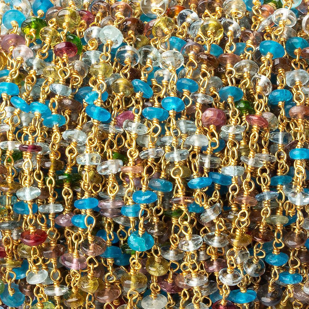 4mm Multi Gemstone Gold plated Chain by the foot (ONLINE ORDER ONLY)