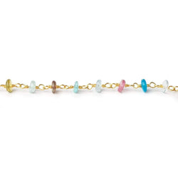 4mm Multi Gemstone Gold plated Chain by the foot (ONLINE ORDER ONLY)