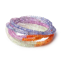 4mm Multi Gemstone Plain Rondelle 18 inch 206 Beads AAA (ONLINE ORDER ONLY)