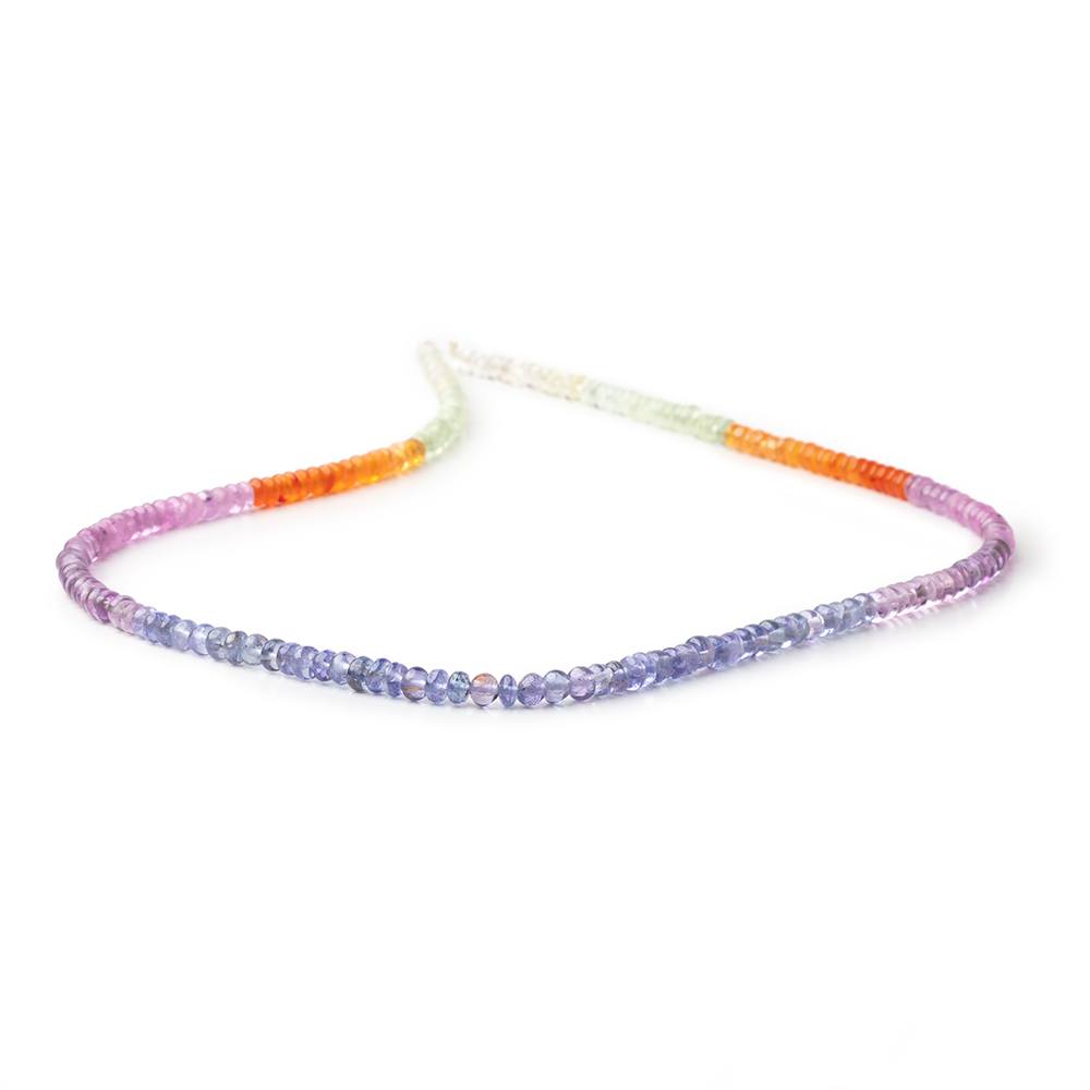 4mm Multi Gemstone Plain Rondelle 18 inch 206 Beads AAA (ONLINE ORDER ONLY)