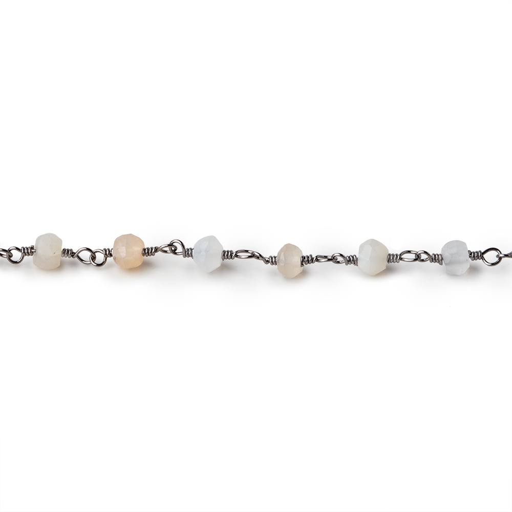 4mm Multi Moonstone Faceted Rondelles on Black Gold Plated Chain by the Foot (ONLINE ORDER ONLY)