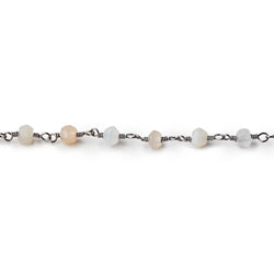 4mm Multi Moonstone Faceted Rondelles on Black Gold Plated Chain by the Foot (ONLINE ORDER ONLY)