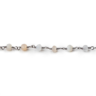 4mm Multi Moonstone Faceted Rondelles on Black Gold Plated Chain by the Foot (ONLINE ORDER ONLY)