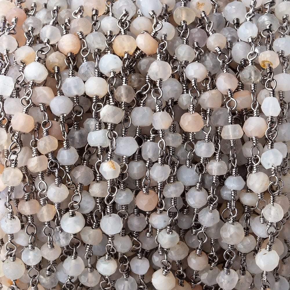 4mm Multi Moonstone Faceted Rondelles on Black Gold Plated Chain by the Foot (ONLINE ORDER ONLY)