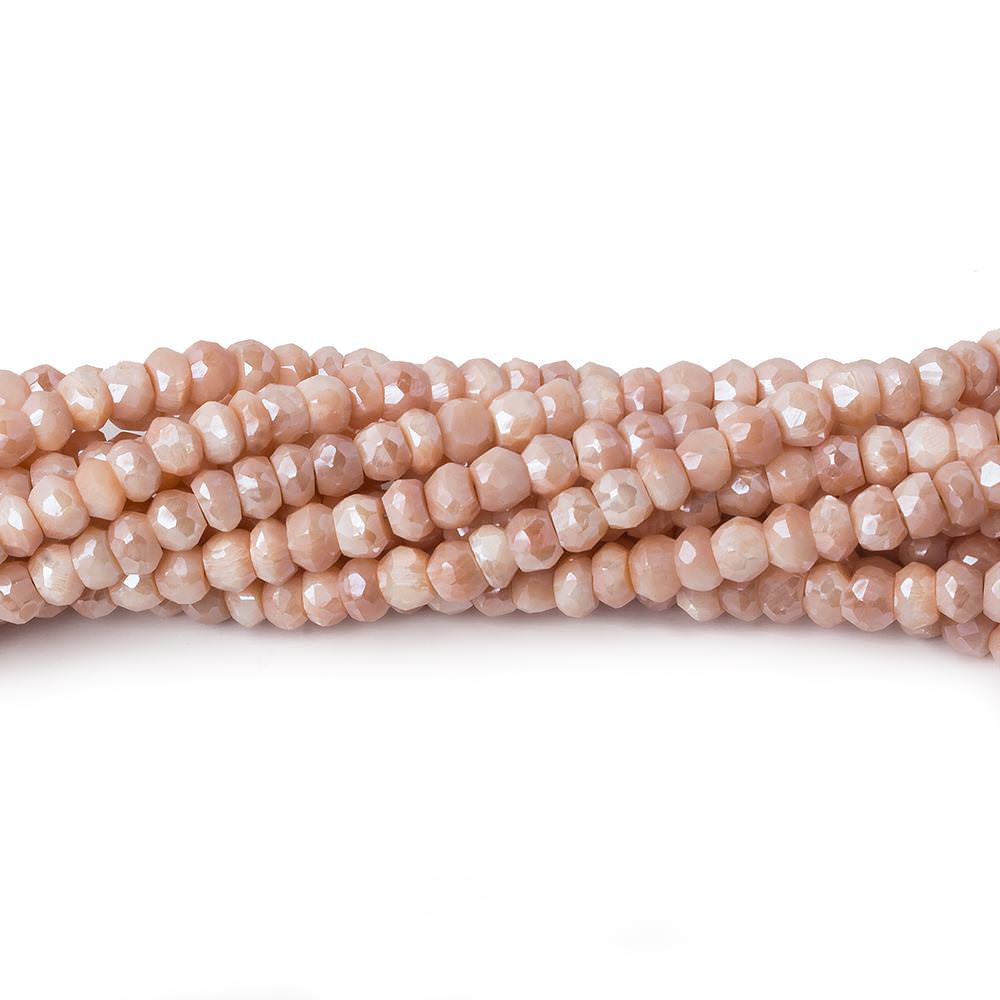 4mm Mystic Angel Skin Peach Moonstone faceted rondelles 16 inch 135 beads (ONLINE ORDER ONLY)
