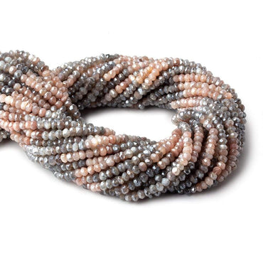 3-4mm Mystic Peach & Grey Moonstone faceted rondelle beads 13 inch 119 pieces (ONLINE ORDER ONLY)