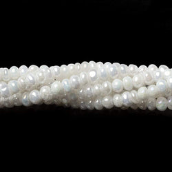 4mm Mystic Pearly White Quartz plain rondelle beads 15 inch 129 pieces (ONLINE ORDER ONLY)