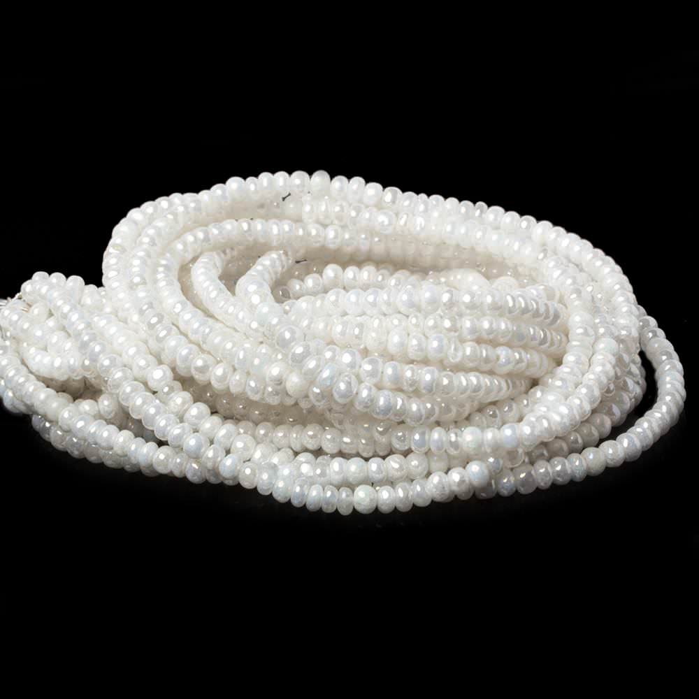 4mm Mystic Pearly White Quartz plain rondelle beads 15 inch 129 pieces (ONLINE ORDER ONLY)