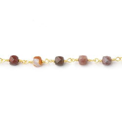 4mm Ocean Jasper Micro Faceted Cubes on Gold Plated Chain (ONLINE ORDER ONLY)