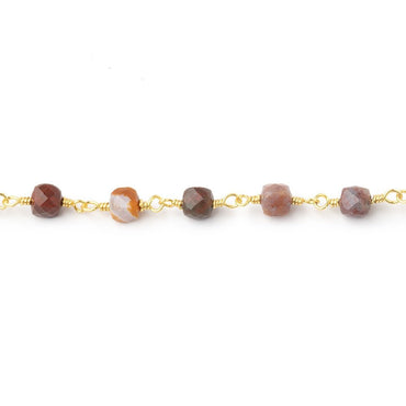 4mm Ocean Jasper Micro Faceted Cubes on Gold Plated Chain (ONLINE ORDER ONLY)