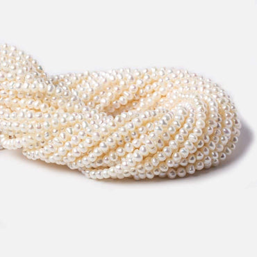 4mm Off White side drilled Baroque Freshwater Pearls 16 inch 122 pieces (ONLINE ORDER ONLY)