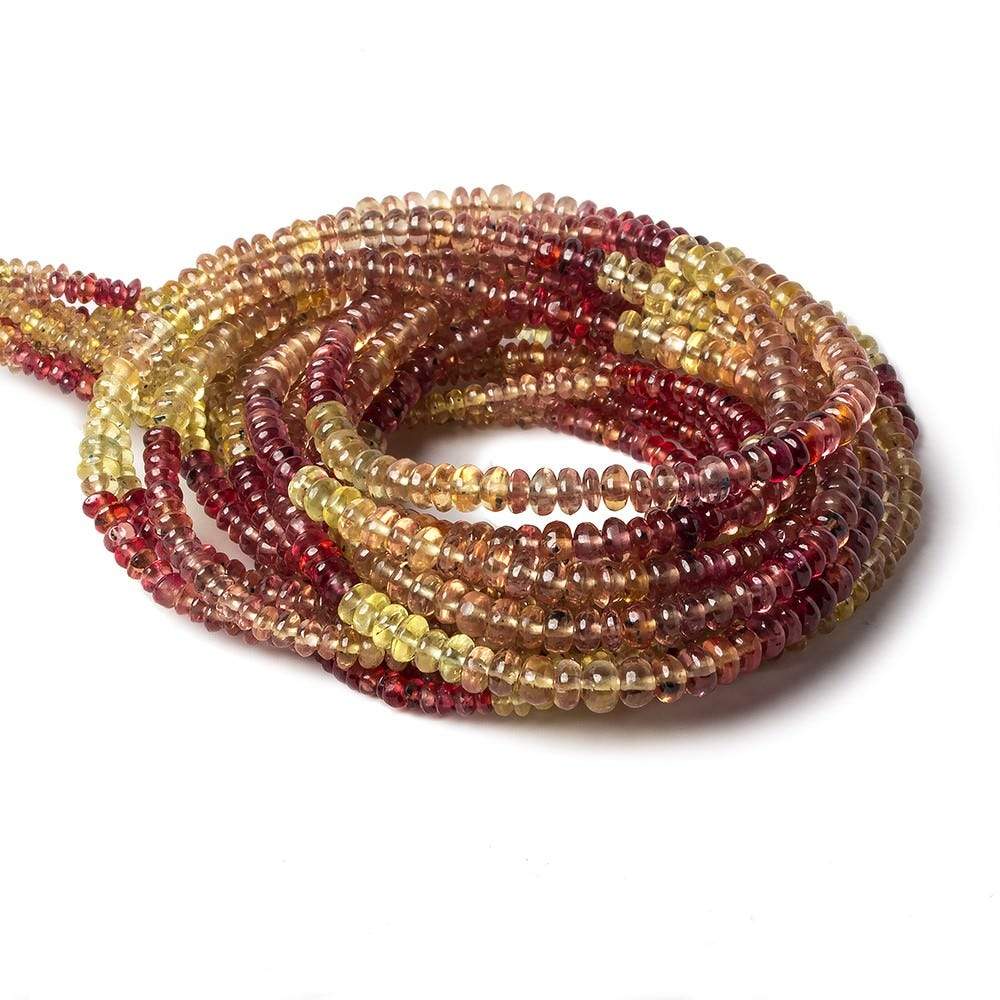 4mm Orange and Yellow Sapphire Plain Rondelle Beads 18 inch 200 pieces (ONLINE ORDER ONLY)
