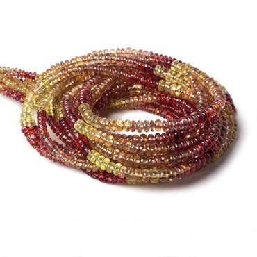 4mm Orange and Yellow Sapphire Plain Rondelle Beads 18 inch 200 pieces (ONLINE ORDER ONLY)