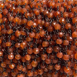 4mm Carnelian faceted rondelle Black Gold Chain by the foot 34 pieces (ONLINE ORDER ONLY)