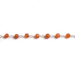 4mm Carnelian faceted rondelle Silver Chain by the foot 34 pieces (ONLINE ORDER ONLY)
