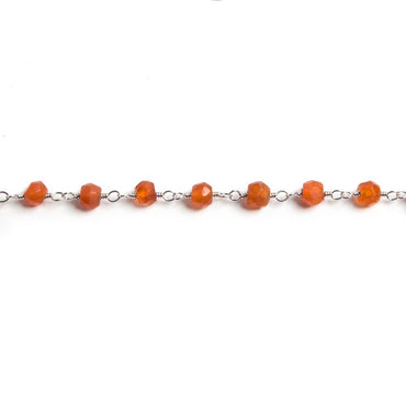 4mm Carnelian faceted rondelle Silver Chain by the foot 34 pieces (ONLINE ORDER ONLY)