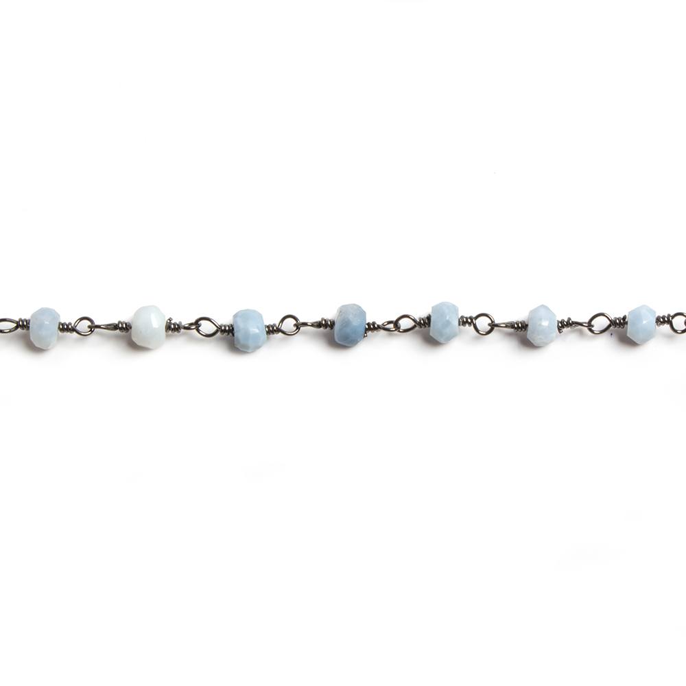 4mm Owyhee Denim Blue Opal  faceted rondelle Black Gold Chain (ONLINE ORDER ONLY)