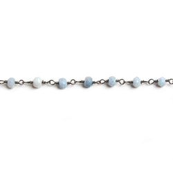 4mm Owyhee Denim Blue Opal  faceted rondelle Black Gold Chain (ONLINE ORDER ONLY)