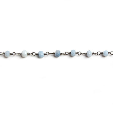 4mm Owyhee Denim Blue Opal  faceted rondelle Black Gold Chain (ONLINE ORDER ONLY)