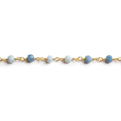 4mm Owyhee Denim Blue Opal faceted rondelle Gold Chain by the foot 34 pieces (ONLINE ORDER ONLY)