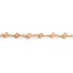 4mm Peach Moonstone faceted rondelle Gold Chain by the foot 34 pieces (ONLINE ORDER ONLY)