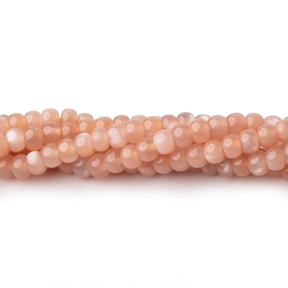 4mm Peach Moonstone Plain Rondelles 16 inch 135 Beads (ONLINE ORDER ONLY)