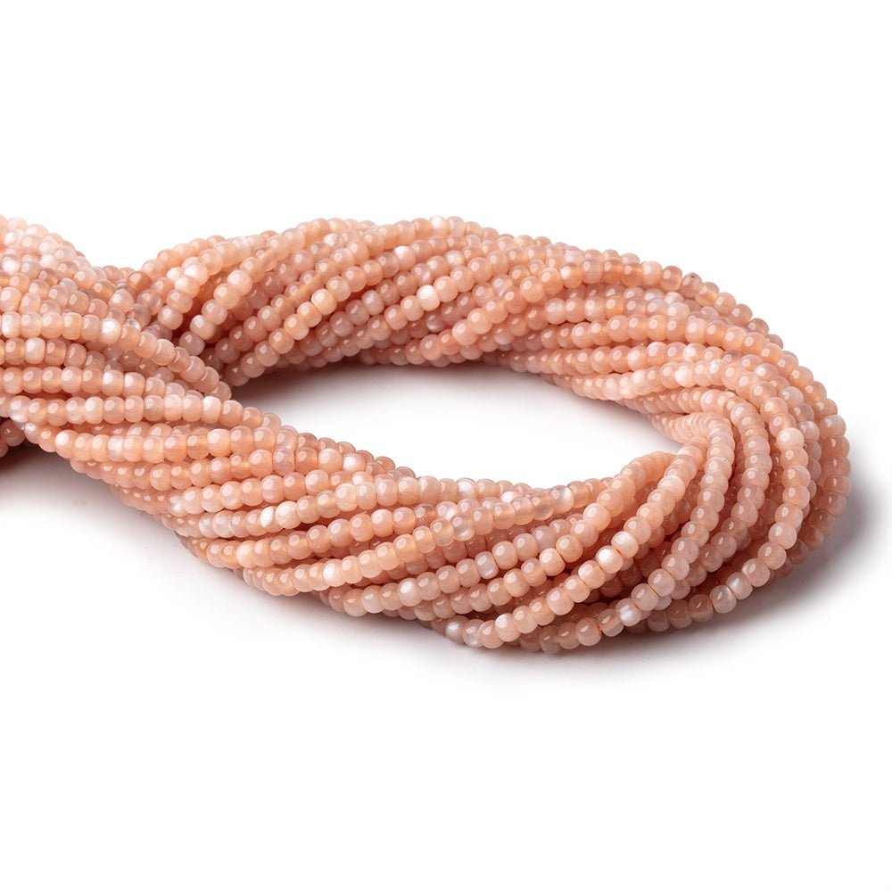 4mm Peach Moonstone Plain Rondelles 16 inch 135 Beads (ONLINE ORDER ONLY)
