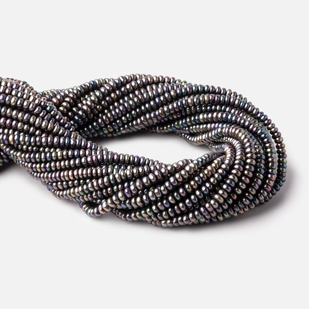 4mm Peacock Center Drill Button Freshwater Pearls 15 inch 142 beads AA (ONLINE ORDER ONLY)