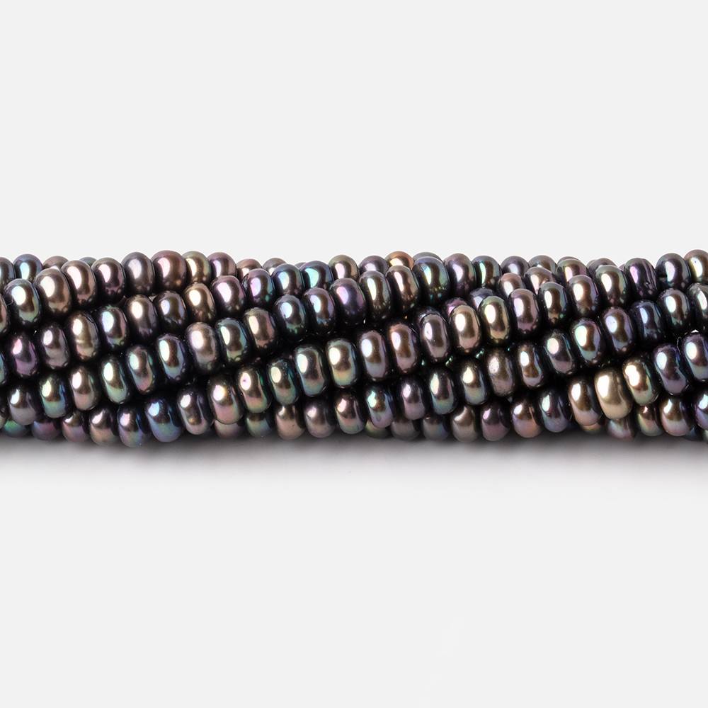 4mm Peacock Center Drill Button Freshwater Pearls 15 inch 142 beads AA (ONLINE ORDER ONLY)