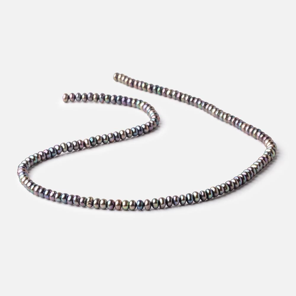 4mm Peacock Center Drill Button Freshwater Pearls 15 inch 142 beads AA (ONLINE ORDER ONLY)