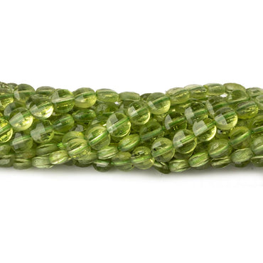 4mm Peridot checkerboard calibrated faceted coins 12.5 inch 85 beads AAA (ONLINE ORDER ONLY)