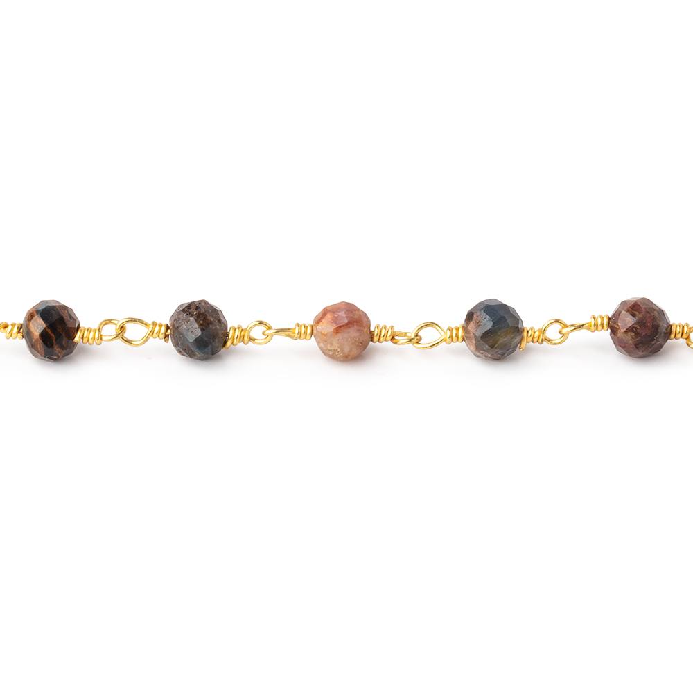 4mm Pietersite Micro Faceted Rounds on Gold Plated Chain (ONLINE ORDER ONLY)