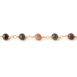 4mm Pietersite Micro Faceted Rounds on Gold Plated Chain (ONLINE ORDER ONLY)
