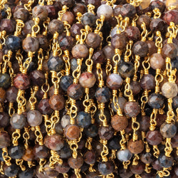 4mm Pietersite Micro Faceted Rounds on Gold Plated Chain (ONLINE ORDER ONLY)