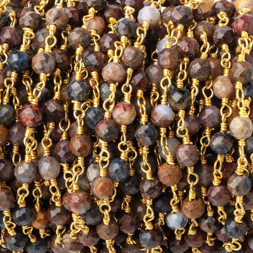 4mm Pietersite Micro Faceted Rounds on Gold Plated Chain (ONLINE ORDER ONLY)