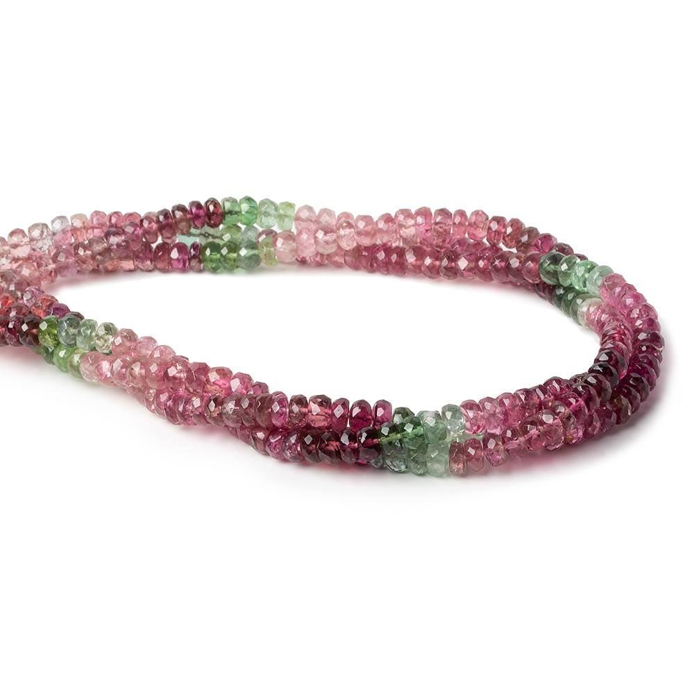 4mm Pink and Green Tourmaline Faceted Rondelle Beads 14 inch 130 pcs (ONLINE ORDER ONLY)