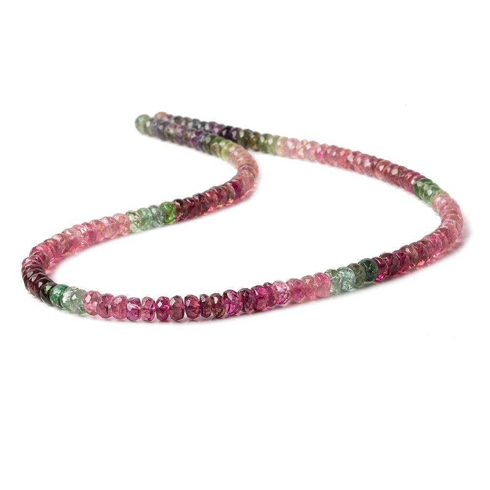 4mm Pink and Green Tourmaline Faceted Rondelle Beads 14 inch 130 pcs (ONLINE ORDER ONLY)