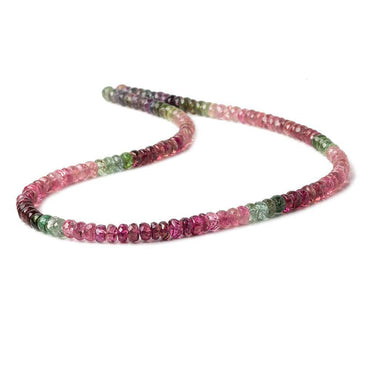 4mm Pink and Green Tourmaline Faceted Rondelle Beads 14 inch 130 pcs (ONLINE ORDER ONLY)