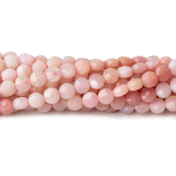 4mm Pink Peruvian Opal checkerboard calibrated faceted coins 12.5 inch 85 beads AAA (ONLINE ORDER ONLY)