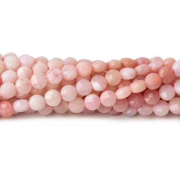 4mm Pink Peruvian Opal checkerboard calibrated faceted coins 12.5 inch 85 beads AAA (ONLINE ORDER ONLY)