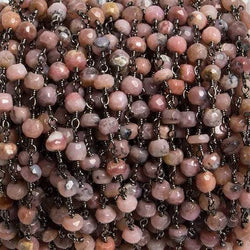 4mm Pink Peruvian Opal faceted rondelle Black Gold Chain by the foot 34 pieces (ONLINE ORDER ONLY)