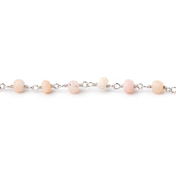 4mm Pink Peruvian Opal Faceted Rondelles on Silver Plated Chain (ONLINE ORDER ONLY)