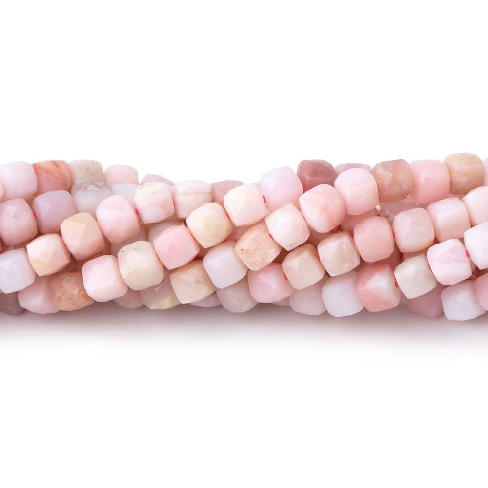 4mm Pink Peruvian Opal Micro Faceted Cube Beads 12 inch 75 pieces (ONLINE ORDER ONLY)