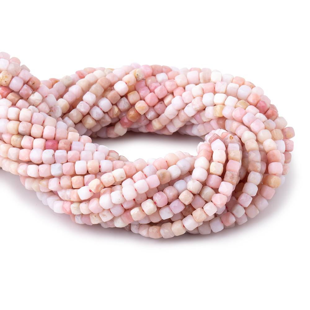 4mm Pink Peruvian Opal Micro Faceted Cube Beads 12 inch 75 pieces (ONLINE ORDER ONLY)