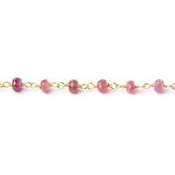 4mm Pink Tourmaline Faceted Rondelles on Vermeil Hand-Wrapped Chain (ONLINE ORDER ONLY)
