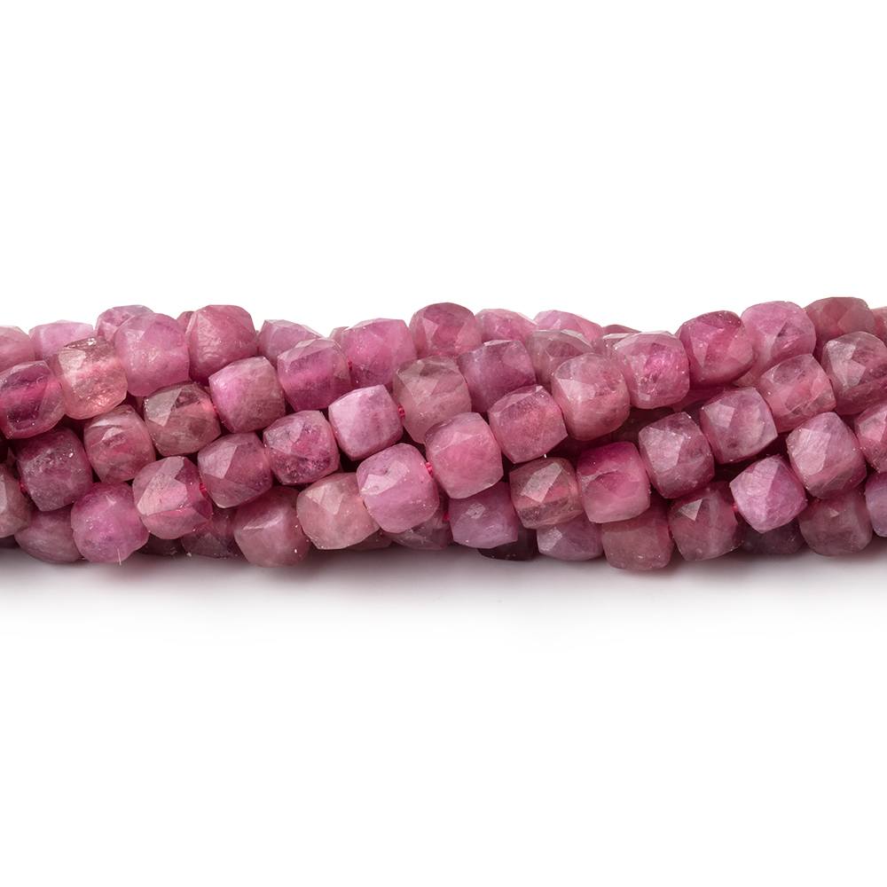 4mm Pink Tourmaline Micro Faceted Cube Beads 12 inch 80 pieces (ONLINE ORDER ONLY)