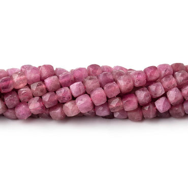 4mm Pink Tourmaline Micro Faceted Cube Beads 12 inch 80 pieces (ONLINE ORDER ONLY)