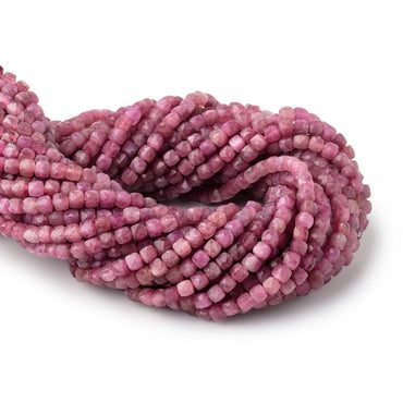 4mm Pink Tourmaline Micro Faceted Cube Beads 12 inch 80 pieces (ONLINE ORDER ONLY)
